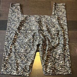 Lululemon Shine Tight Roll Down Multi Print High Rise Pants Dot Brown
